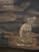 Load image into Gallery viewer, Amida Sanzonbutsu (Welcoming Descent of the Amida Buddha Triad), Circa 1250-1350. A Rare and Well-Preserved Illuminated Painting of Amida Nyorai, Kannon and Seishi Bodhisattva