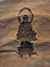 Load image into Gallery viewer, The Buddha Shakyamuni, or Possibly Amida, Seated atop a Lotus Pedestal, Circa 1500-1600. A Rare, Surviving Example of Embroidered Buddhist Art, Likely Produced by a Female Devotee, and Once Part of a Larger Composition