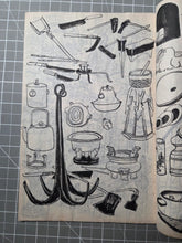 Load image into Gallery viewer, Hokusai Manga, Circa 1880-1900. A Beautiful Manuscript Edition of the Complete Sketch Collection by Hokusai, in Black Ink, Lovingly Recreating Every Illustration. Over 800 Greatly Detailed Pages of Illustrations in Fifteen Volumes