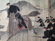 Load image into Gallery viewer, A Tremendous Collection of Ukiyo-E Prints on the Sino-Japanese War, 1894-1895. 66 Nishiki-E Color Prints Forming 33 Large Triptychs, All Bound as one Double Sided Picture Scroll. Countless Scenes of Grand Scale Battles