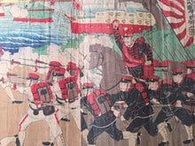 Load image into Gallery viewer, A Tremendous Collection of Ukiyo-E Prints on the Sino-Japanese War, 1894-1895. 66 Nishiki-E Color Prints Forming 33 Large Triptychs, All Bound as one Double Sided Picture Scroll. Countless Scenes of Grand Scale Battles