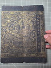 Load image into Gallery viewer, Fu Shuo Yueguang Tongzi Jing (The Buddha Speaks the Sutra of the Moonlight Boy), 1271. An Extraordinarily Rare and Complete Two Fascicle Set of Sutras. 30 Pages of Golden Sutras, and 32 Pages of Sumptuously Painted Illustrations