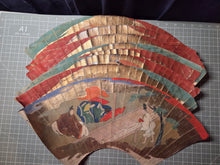 Load image into Gallery viewer, A Set of Eight Folding Fan Paintings, in the Style of Nara Ehon or Yamato-E Painting, Circa 1750-1850. Scenes of a Heian Period Tale, Hand Painted and Bordered with Gold