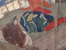 Load image into Gallery viewer, A Set of Eight Folding Fan Paintings, in the Style of Nara Ehon or Yamato-E Painting, Circa 1750-1850. Scenes of a Heian Period Tale, Hand Painted and Bordered with Gold