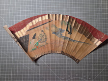 Load image into Gallery viewer, A Set of Eight Folding Fan Paintings, in the Style of Nara Ehon or Yamato-E Painting, Circa 1750-1850. Scenes of a Heian Period Tale, Hand Painted and Bordered with Gold