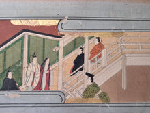 Load image into Gallery viewer, Two Yamato-E Paintings for a Nara Ehon Narrative, Circa 1700-1800. Two Beautifully Illuminated Paintings from Heian Narratives