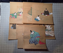 Load image into Gallery viewer, Various Heian Period Tales and Scenes, Circa 1800-1890. A Suite of Ten Highly Detailed Silk Paintings, Depicting Images out of Heian Classics, Including the Ise Monogatari and Minamoto no Hiromasa and the Demon