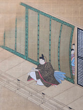 Load image into Gallery viewer, Various Heian Period Tales and Scenes, Circa 1800-1890. A Suite of Ten Highly Detailed Silk Paintings, Depicting Images out of Heian Classics, Including the Ise Monogatari and Minamoto no Hiromasa and the Demon