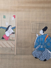 Load image into Gallery viewer, Various Heian Period Tales and Scenes, Circa 1800-1890. A Suite of Ten Highly Detailed Silk Paintings, Depicting Images out of Heian Classics, Including the Ise Monogatari and Minamoto no Hiromasa and the Demon