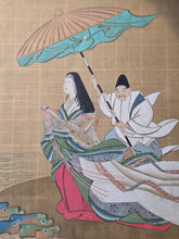 Load image into Gallery viewer, Various Heian Period Tales and Scenes, Circa 1800-1890. A Suite of Ten Highly Detailed Silk Paintings, Depicting Images out of Heian Classics, Including the Ise Monogatari and Minamoto no Hiromasa and the Demon
