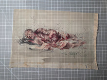Load image into Gallery viewer, Kusozu (The Nine Stages of Decay), Circa 1800-1850. A Set of Nine Silk Paintings on Kusozu, Depicting the Process from when a Beautiful Woman Dies to when she Decays and Ends up in her Grave, Gruesomely Depicted