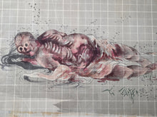 Load image into Gallery viewer, Kusozu (The Nine Stages of Decay), Circa 1800-1850. A Set of Nine Silk Paintings on Kusozu, Depicting the Process from when a Beautiful Woman Dies to when she Decays and Ends up in her Grave, Gruesomely Depicted