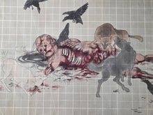 Load image into Gallery viewer, Kusozu (The Nine Stages of Decay), Circa 1800-1850. A Set of Nine Silk Paintings on Kusozu, Depicting the Process from when a Beautiful Woman Dies to when she Decays and Ends up in her Grave, Gruesomely Depicted