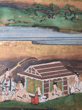 Load image into Gallery viewer, Hachikazuki (The Bowl-Bearer Princess), Circa 1600-1650. A Sumptuously Illuminated and Hand Painted Series of Sixteen Illuminated Yamato-E Paintings. An extremely Scarce Nara Ehon of this Otogi Zoshi Tale, a Japanese Cinderella