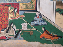 Load image into Gallery viewer, Bunsho Soshi (The Tale of Bunsho), Circa 1600-1670. A Beautifully Illuminated and Hand Painted Series of Twenty-Eight Yamato-E Paintings, Likely Made for the Nara Ehon Narrative of Bunsho the Saltmaker and Possibly Another Tale