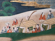Load image into Gallery viewer, Bunsho Soshi (The Tale of Bunsho), Circa 1600-1670. A Beautifully Illuminated and Hand Painted Series of Twenty-Eight Yamato-E Paintings, Likely Made for the Nara Ehon Narrative of Bunsho the Saltmaker and Possibly Another Tale