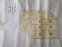 Load image into Gallery viewer, Hao li da Daoju (Great Gift Items), and Another Scroll, 1790. Two Manuscript Scrolls on Wedding Etiquette, with 14 Hand Drawn Illustrations of Gifts and Furniture, Including Lacquerware Boxes