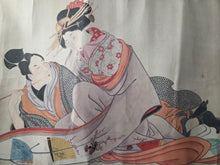Load image into Gallery viewer, Gan Hi No Ito Guchi (Wishing Thread), Circa 1810-1860. A Beautifully Hand Painted Emakimono Handscroll of Utamaro’s Originally Printed Shunga Work, With Ten Erotic Pairings