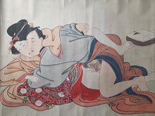 Load image into Gallery viewer, Gan Hi No Ito Guchi (Wishing Thread), Circa 1810-1860. A Beautifully Hand Painted Emakimono Handscroll of Utamaro’s Originally Printed Shunga Work, With Ten Erotic Pairings