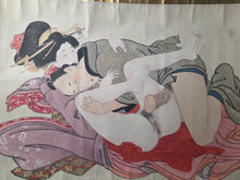 Load image into Gallery viewer, Gan Hi No Ito Guchi (Wishing Thread), Circa 1810-1860. A Beautifully Hand Painted Emakimono Handscroll of Utamaro’s Originally Printed Shunga Work, With Ten Erotic Pairings