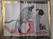 Load image into Gallery viewer, Gan Hi No Ito Guchi (Wishing Thread), Circa 1810-1860. A Beautifully Hand Painted Emakimono Handscroll of Utamaro’s Originally Printed Shunga Work, With Ten Erotic Pairings