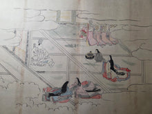 Load image into Gallery viewer, Genji Monogatari Emaki (The Tale of Genji Picture Scroll), Circa 1800-1900. A Monumental, 38-Foot-Long Manuscript Comprising of Chapters 33-54 of this Heian Classic, Painted in the Heian Style