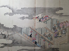 Load image into Gallery viewer, Genji Monogatari Emaki (The Tale of Genji Picture Scroll), Circa 1800-1900. A Monumental, 38-Foot-Long Manuscript Comprising of Chapters 33-54 of this Heian Classic, Painted in the Heian Style