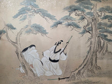 Load image into Gallery viewer, Nagoya Sanzaburo E Monogatari Maki (Nagoya Sanzaburo Picture Story Scroll), Circa 1688-1730. A Beautifully Illuminated Emakimono Handscroll in the Style of a Nara Ehon, with Nineteen Beautiful Paintings, Accentuated with Gold-Sprayed Borders