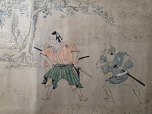 Load image into Gallery viewer, Nagoya Sanzaburo E Monogatari Maki (Nagoya Sanzaburo Picture Story Scroll), Circa 1688-1730. A Beautifully Illuminated Emakimono Handscroll in the Style of a Nara Ehon, with Nineteen Beautiful Paintings, Accentuated with Gold-Sprayed Borders