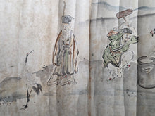 Load image into Gallery viewer, The Banquet of Xiwangmu, Circa 1750-1850. A Beautifully Painted Handscroll of The Queen Mother of the West, Taoist Immortals including Liu Haichan and an Immortal Flying on a Crane, the Queen Mother, and the Seven Lucky Gods