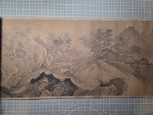 Load image into Gallery viewer, Kano Utsunenobu Shōshōhakkei (Kano Tsunenobu's Eight Views of Xiaoxiang), Circa 1700-1750. A Monumental Silk Landscape of the Eight Views of the Xiao and Xiang Rivers, in Bold Ink Wash Techniques