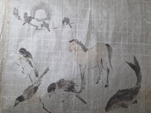 Load image into Gallery viewer, A Tremendous Emakimono Handscroll of Paintings and Sketches, Circa 1800-1850. Dozens of Birds and Other Creatures, Floral Compositions, Mythological Figures, and Landscapes, 10 Meters in Length