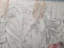 Load image into Gallery viewer, Emaki Tsuhi no Hinagata (Picture Scroll Models of Couples), After 1812. Two Scrolls of Black and White Ink Underdrawings of one of Hokusai’s Shunga Works, of Various Amorous Pairings
