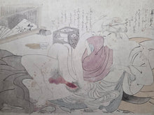 Load image into Gallery viewer, Emaki Tsuhi no Hinagata (Picture Scroll Models of Couples), After 1812. Two Scrolls of Black and White Ink Underdrawings of one of Hokusai’s Shunga Works, of Various Amorous Pairings