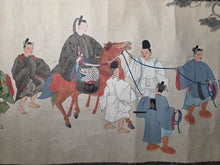 Load image into Gallery viewer, Imperial Procession for a Noble, Circa 1600-1700. A Beautifully Hand painted Emakimono Handscroll, With Dozens of Vibrantly Painted Figures, All Detailed, and with Gorgeous Landscapes