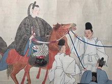 Load image into Gallery viewer, Imperial Procession for a Noble, Circa 1600-1700. A Beautifully Hand painted Emakimono Handscroll, With Dozens of Vibrantly Painted Figures, All Detailed, and with Gorgeous Landscapes