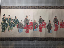 Load image into Gallery viewer, Imperial Procession for a Noble, Circa 1600-1700. A Beautifully Hand painted Emakimono Handscroll, With Dozens of Vibrantly Painted Figures, All Detailed, and with Gorgeous Landscapes