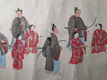 Load image into Gallery viewer, Imperial Procession for a Noble, Circa 1600-1700. A Beautifully Hand painted Emakimono Handscroll, With Dozens of Vibrantly Painted Figures, All Detailed, and with Gorgeous Landscapes