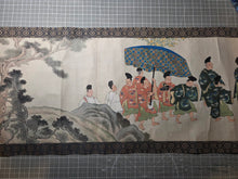 Load image into Gallery viewer, Imperial Procession for a Noble, Circa 1600-1700. A Beautifully Hand painted Emakimono Handscroll, With Dozens of Vibrantly Painted Figures, All Detailed, and with Gorgeous Landscapes