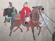 Load image into Gallery viewer, Imperial Procession for a Noble, Circa 1600-1700. A Beautifully Hand painted Emakimono Handscroll, With Dozens of Vibrantly Painted Figures, All Detailed, and with Gorgeous Landscapes