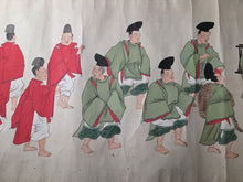 Load image into Gallery viewer, Imperial Procession for a Noble, Circa 1600-1700. A Beautifully Hand painted Emakimono Handscroll, With Dozens of Vibrantly Painted Figures, All Detailed, and with Gorgeous Landscapes