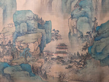Load image into Gallery viewer, Shiki Sansui-zu Makimono (Four Seasons Landscape Scroll), 1866. An Emakimono Handscroll Depicting a Breathtakingly Painted Landscape of Mountains, Rivers, and More on Silk, In the Shan Shui Style of Painting, with Vivid Colors