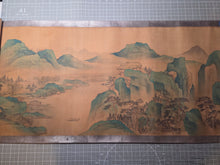 Load image into Gallery viewer, Shiki Sansui-zu Makimono (Four Seasons Landscape Scroll), 1866. An Emakimono Handscroll Depicting a Breathtakingly Painted Landscape of Mountains, Rivers, and More on Silk, In the Shan Shui Style of Painting, with Vivid Colors