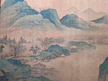 Load image into Gallery viewer, Shiki Sansui-zu Makimono (Four Seasons Landscape Scroll), 1866. An Emakimono Handscroll Depicting a Breathtakingly Painted Landscape of Mountains, Rivers, and More on Silk, In the Shan Shui Style of Painting, with Vivid Colors