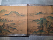 Load image into Gallery viewer, Shiki Sansui-zu Makimono (Four Seasons Landscape Scroll), 1866. An Emakimono Handscroll Depicting a Breathtakingly Painted Landscape of Mountains, Rivers, and More on Silk, In the Shan Shui Style of Painting, with Vivid Colors