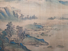 Load image into Gallery viewer, Shiki Sansui-zu Makimono (Four Seasons Landscape Scroll), 1866. An Emakimono Handscroll Depicting a Breathtakingly Painted Landscape of Mountains, Rivers, and More on Silk, In the Shan Shui Style of Painting, with Vivid Colors