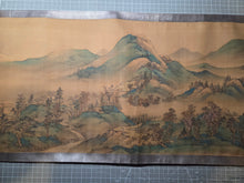 Load image into Gallery viewer, Shiki Sansui-zu Makimono (Four Seasons Landscape Scroll), 1866. An Emakimono Handscroll Depicting a Breathtakingly Painted Landscape of Mountains, Rivers, and More on Silk, In the Shan Shui Style of Painting, with Vivid Colors