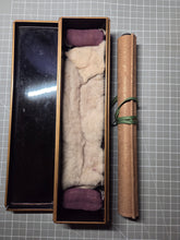 Load image into Gallery viewer, Mó Bē Bōrě Bōluómì Duō Xinjing (The Heart Sutra of the Great Perfection of Wisdom) and Arhats, 1695. Rare Illuminated Manuscript of the Heart Sutra on Silk, with a Detailed Painting of Hundreds of Arhats. With a Lacquerware Box