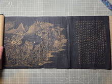 Load image into Gallery viewer, Mó Bē Bōrě Bōluómì Duō Xinjing (The Heart Sutra of the Great Perfection of Wisdom) and Arhats, 1695. Rare Illuminated Manuscript of the Heart Sutra on Silk, with a Detailed Painting of Hundreds of Arhats. With a Lacquerware Box
