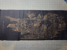 Load image into Gallery viewer, Mó Bē Bōrě Bōluómì Duō Xinjing (The Heart Sutra of the Great Perfection of Wisdom) and Arhats, 1695. Rare Illuminated Manuscript of the Heart Sutra on Silk, with a Detailed Painting of Hundreds of Arhats. With a Lacquerware Box